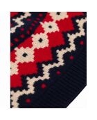 Bonnet en Laine bleu marine/rouge