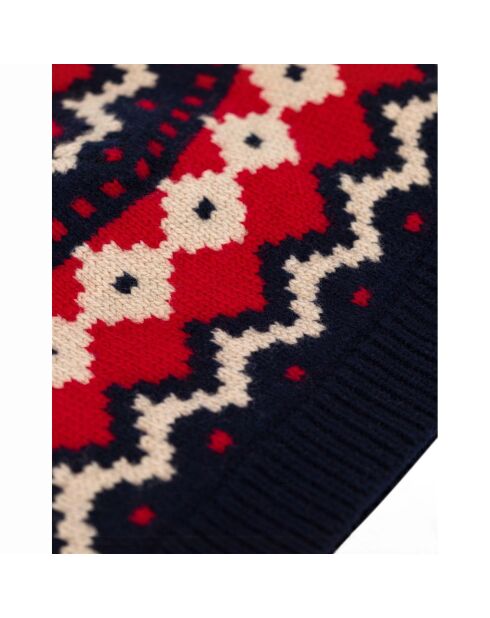 Bonnet en Laine bleu marine/rouge