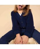 Cardigan en Côte Anglaise bleu marine