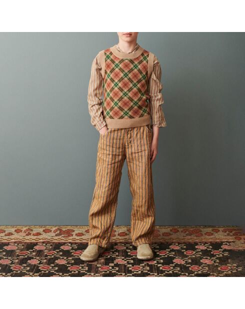 Pantalon en Lin Rayé Erodium jaune moutarde