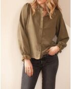 Blouse Soie mélangée Gaze de Coton Prisca vert kaki