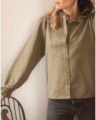 Blouse Soie mélangée Gaze de Coton Prisca vert kaki