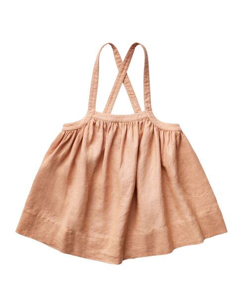 Robe 100% Lin Tablier Eloise abricot