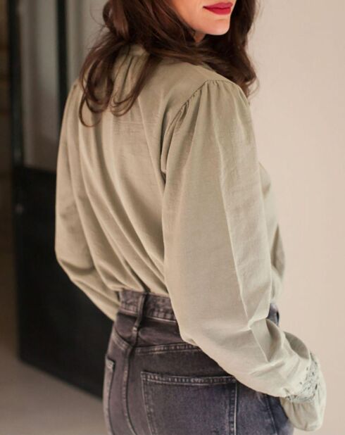 Blouse en Coton Hilma vert kaki