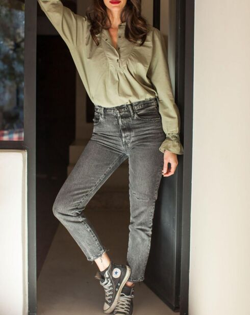 Blouse en Coton Hilma vert kaki