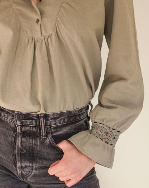 Blouse en Coton Hilma vert kaki