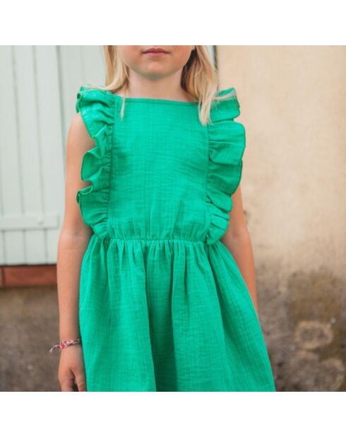 Robe en Gaze de Coton Elie verte