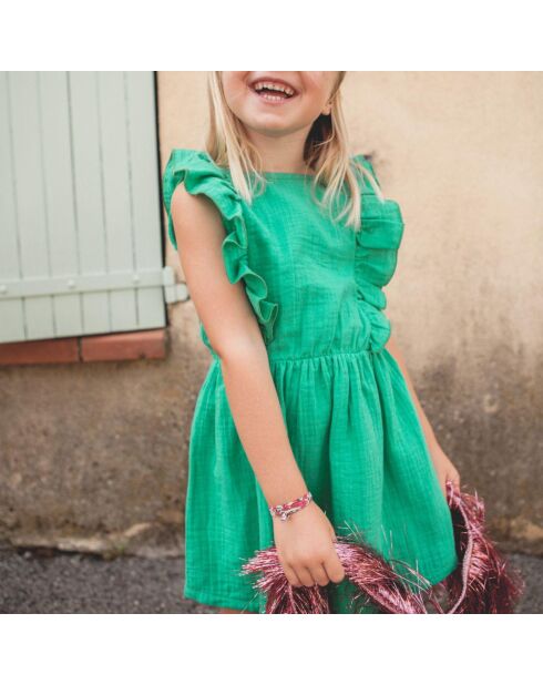 Robe en Gaze de Coton Elie verte