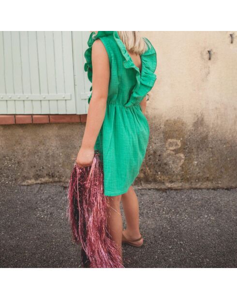 Robe en Gaze de Coton Elie verte