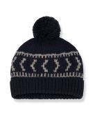 Bonnet Pompon Jacquard Nadja bleu marine