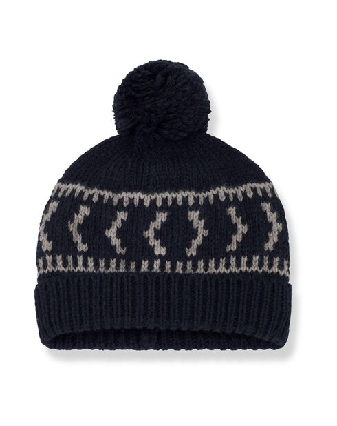 Bonnet Pompon Jacquard Nadja bleu marine