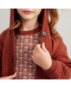 Gilet 100% Laine Mérinos à Capuche Elfen rouille