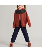 Gilet 100% Laine Mérinos à Capuche Elfen rouille
