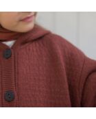 Gilet 100% Laine Mérinos à Capuche Elfen rouille