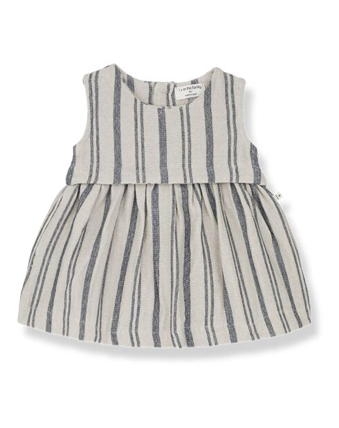 Robe sans manches Naomi bleu/écru