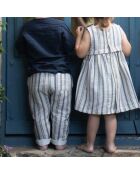 Robe sans manches Naomi bleu/écru