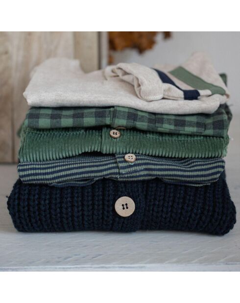 Robe côtelée rayée Dima bleu vert
