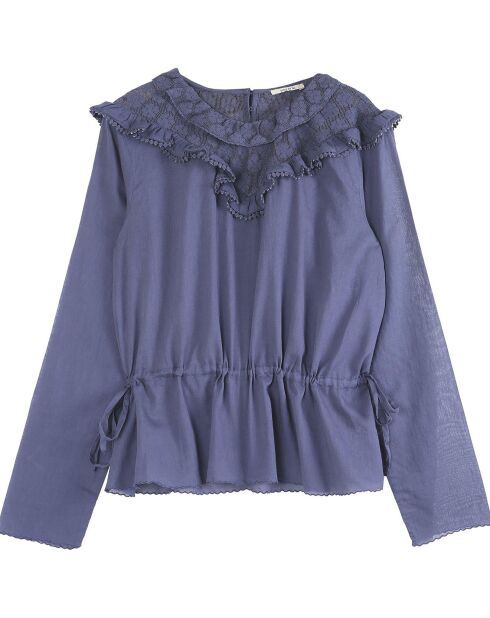 Blaue Spitzenbluse