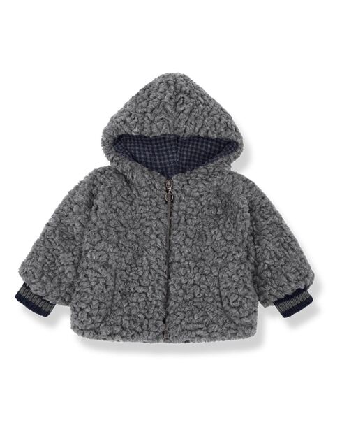 Veste à Capuche en Laine mélangée Façon Fourrure Imanol grise