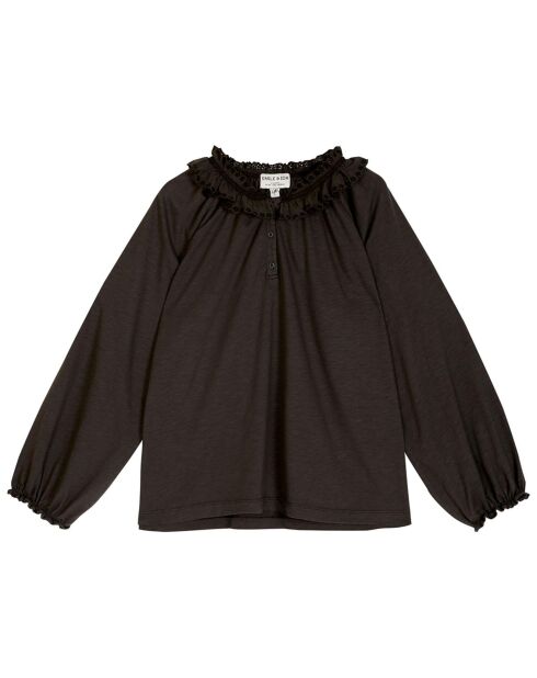 T-Shirt en Coton Bio Flammé Yalda gris anthracite