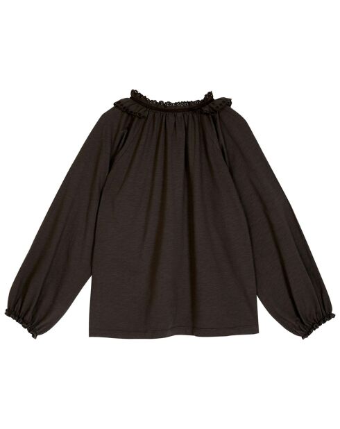 T-Shirt en Coton Bio Flammé Yalda gris anthracite