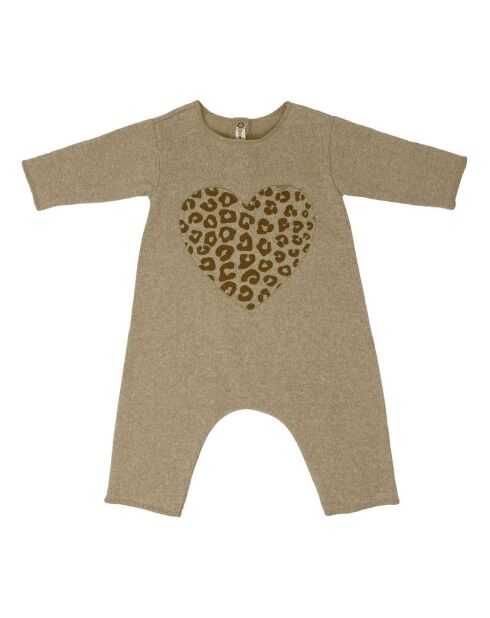 Combinaison en maille Coeur beige/camel