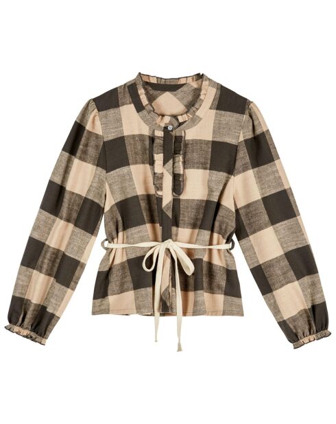 Blouse à Carreaux Yanka gris anthracite