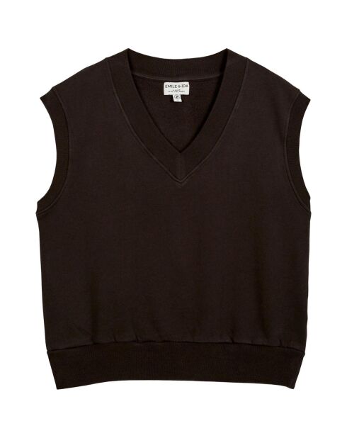 Anthrazitfarbenes Yena Sweatshirt mit V-Ausschnitt aus Biobaumwolle