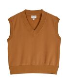 Sweat Col V en Coton Bio Yena caramel
