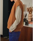 Sweat Col V en Coton Bio Yena caramel