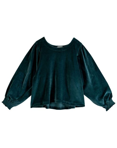 Sweat en Velours You vert sapin