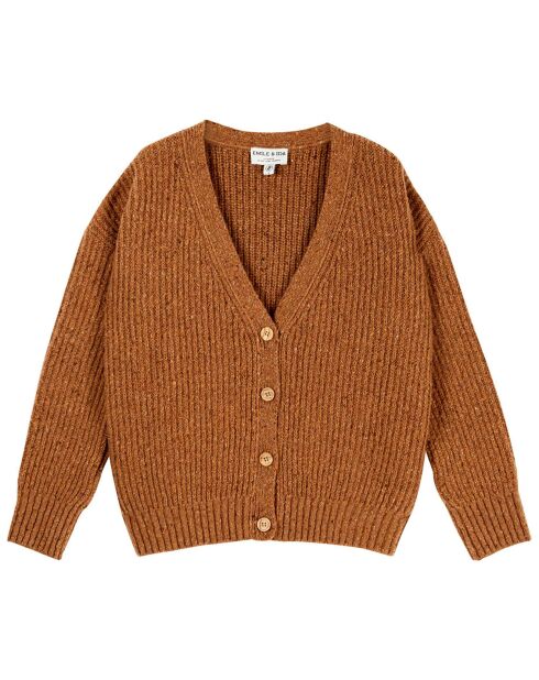 Yuzzle Cardigan aus karamellfarbenem Wollmix