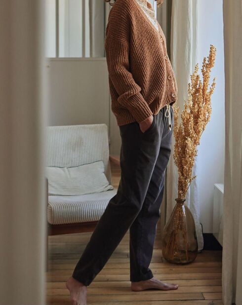 Yuzzle Cardigan aus karamellfarbenem Wollmix