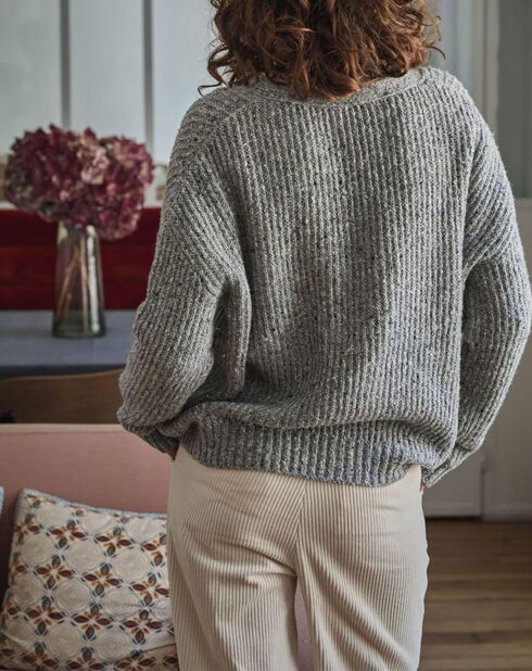 Heather Grey Yuzzle Strickjacke aus Wollmix