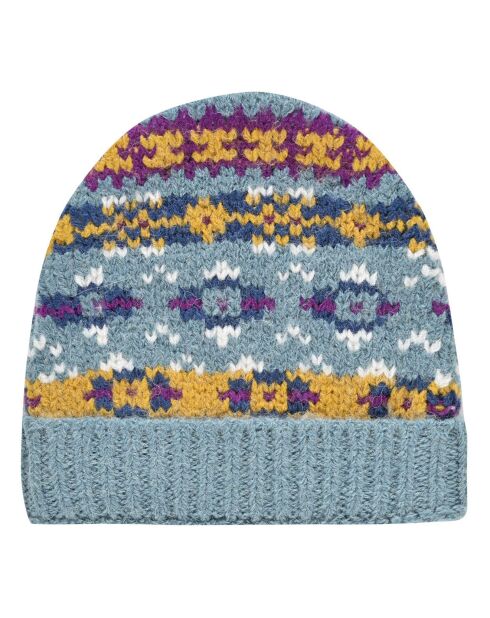 Bonnet en Laine mélangée Jacquard Michel bleu