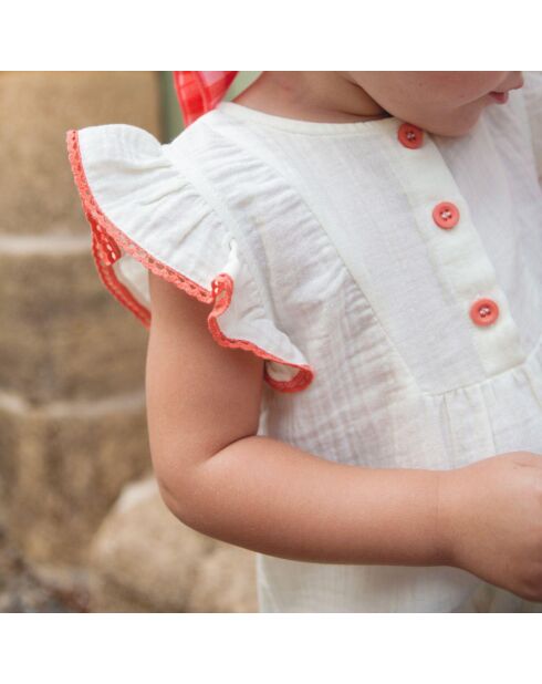 Pagliaccetto in garza di cotone Isaure Off-White