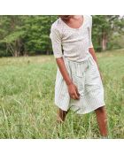 T-Shirt boutonné Fleuri Field blanc