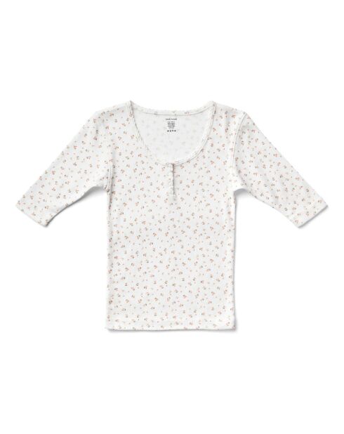 T-Shirt boutonné Fleuri Field blanc