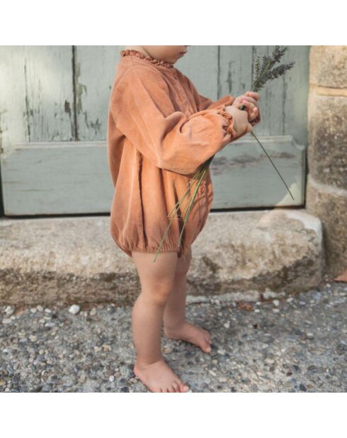Barboteuse Velours Côtelé Isis vieux rose