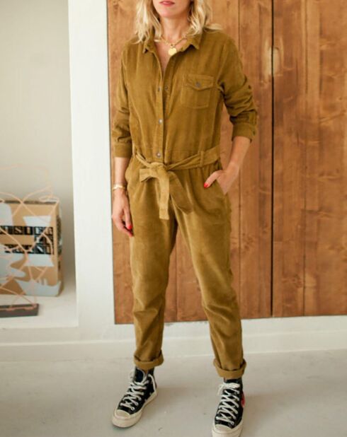 Neroli bronzefarbener Jumpsuit aus Cordbaumwolle
