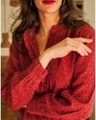Blouse Gaze de Coton Léopard Patti bordeaux