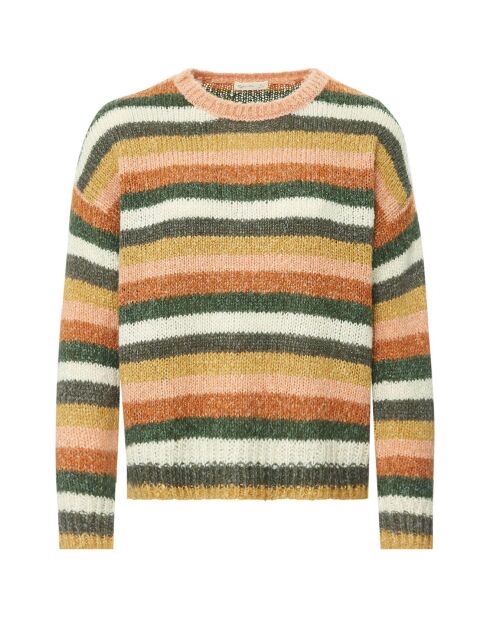 Grün/mehrfarbig gestreifter Pullover