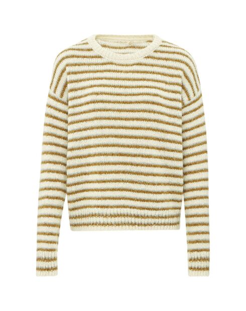 Ecrufarbener gestreifter Pullover Aspen