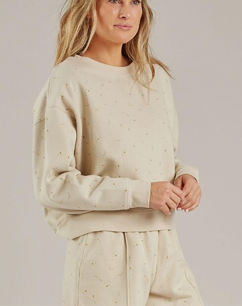 Sweat à motifs crème
