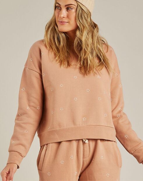 Sweat Etoiles vieux rose