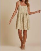 Robe en Lin mélangé en Imprimé Zèbre jaune