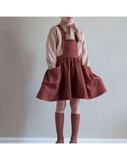Robe 100% Lin Tablier Harriet caramel