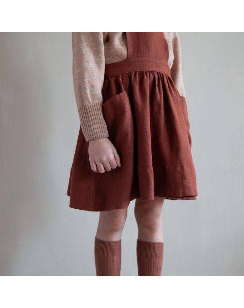 Robe 100% Lin Tablier Harriet caramel
