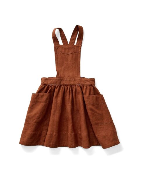 Robe 100% Lin Tablier Harriet caramel