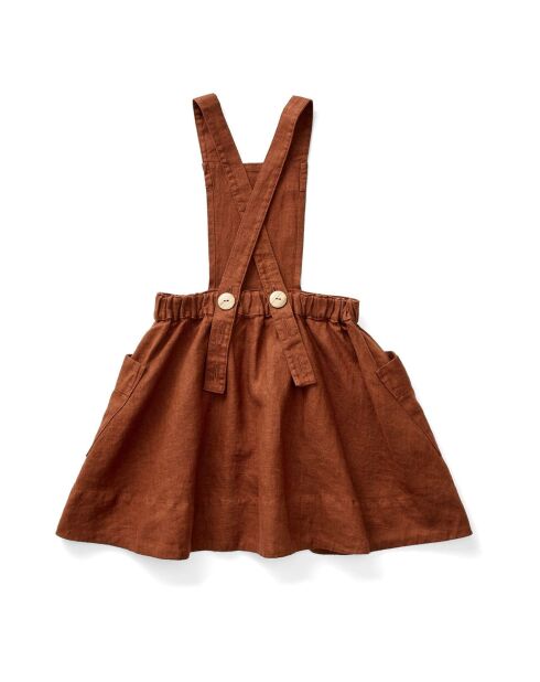 Robe 100% Lin Tablier Harriet caramel